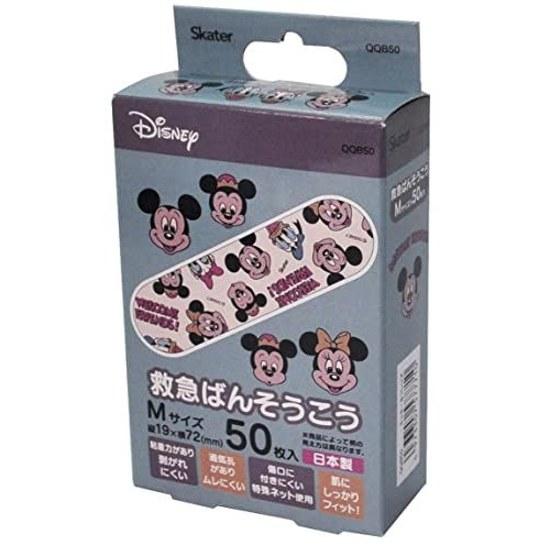 Skater First Aid Bandages M Size Bulk 50 Pieces Adhesive Disney Mickey Friends Made Japan QQB50-A