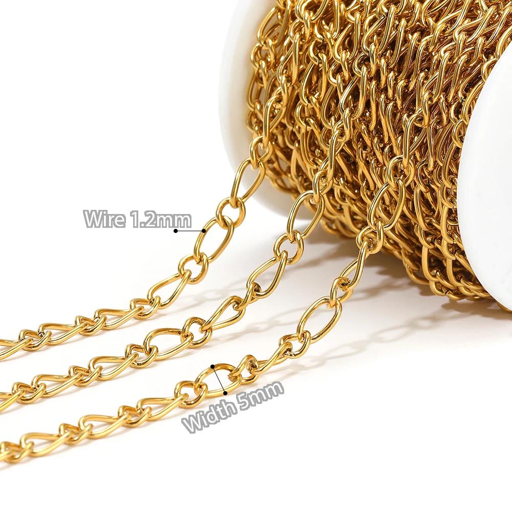 1 Meter Stainless Steel Gold 3:1 O Link Rolo Cable Chunky Chains for DIY Jewelry Making Bracelets Supplies Necklace Findings