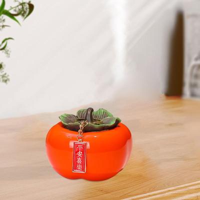 Ceramic Tea Jar Persimmon Tins Lids Ornament Porcelain Pot Storage for Table Decoration