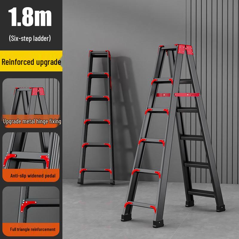 Extra Thick Aluminum Alloy Folding Herringbone Ladder for Home and Engineering Use