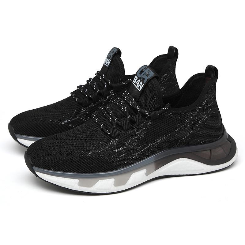 Flying Woven Sports Men's Shoes Summer Breathable Casual Shoes Trendy Mesh Coconut Shoes Popcorn Men's Running Shoes Men