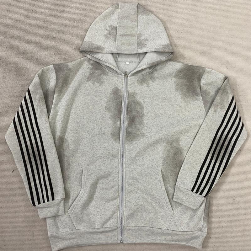 

Y2K striped men s and women s hooded sweatshirt for autumn and winter in Europe and America XL