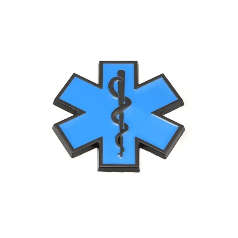 Metal 3D Star of Life Car Sticker Styling Red Emergency Ambulance Logo Personalized Modification Metal Scratch Decoration