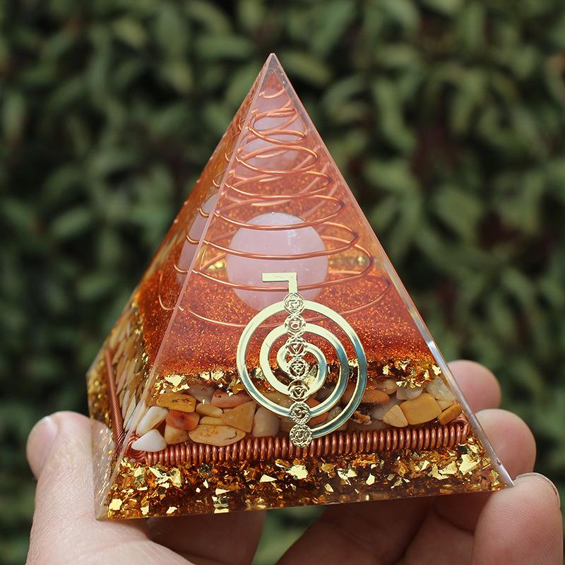 8cm Acrylic Crystal Stone Pyramid Desktop Ornament 8 cm