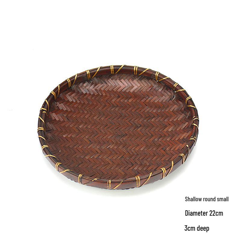 Handcrafted Retro Bamboo Rattan Basket - Perfect for Storing Snacks, Dried Fruits, and Sundries.