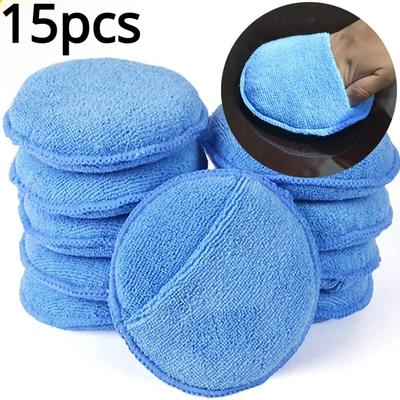 10PCS 5 polegadas redondo carro cuidados microfibra bolso esponja aplicador de cera automática almofada carro detalhando mão polimento almofada carro polonês