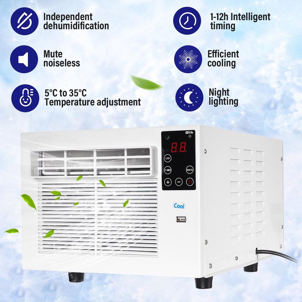 Aparat de aer condiționat portabil mic, cu telecomandă inteligentă, economie de energie, dezumidificare, aparat de aer condiționat pentru dormitor, răcitor de aer, 18x11x9.1in