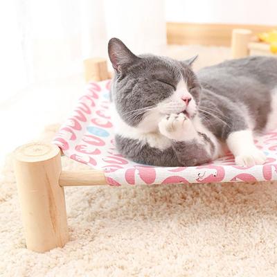 Multipurpose Wood Pet Camp Bed Sturdy Breathable Cat Hammock Bed Durable Detachable Kitten Sleeping Bed Kitten Accessories