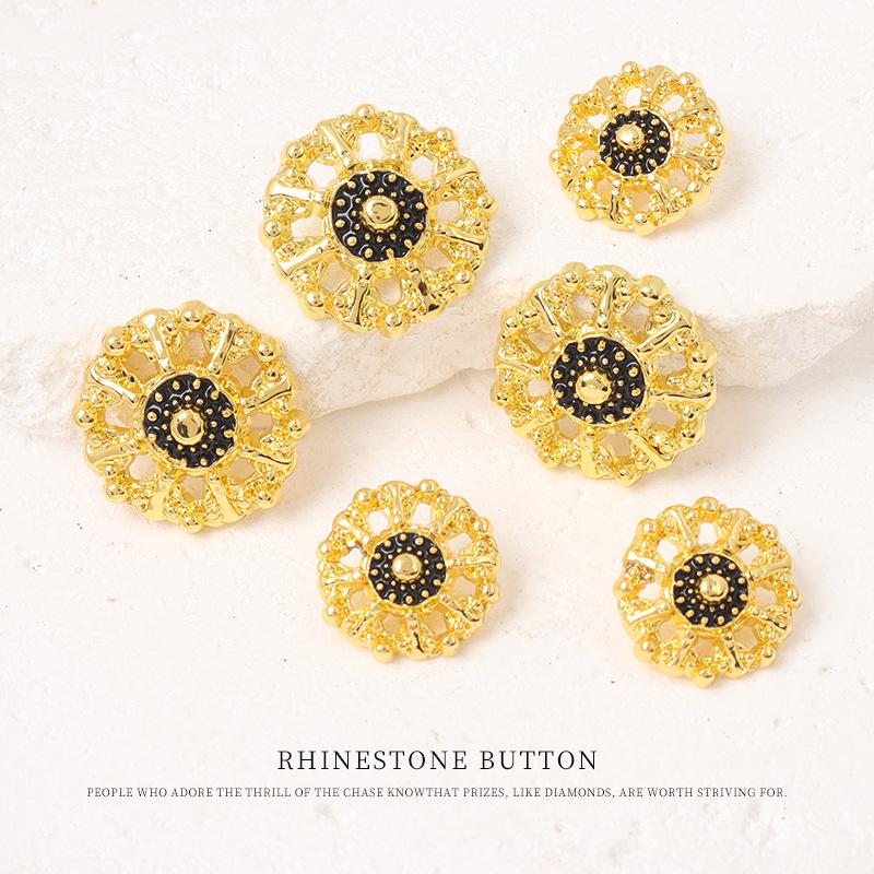 5pcs Gold Hollow Point Oil Metal Button Coat Trench Coat High Foot Button Sweater Jacket Button Accessories