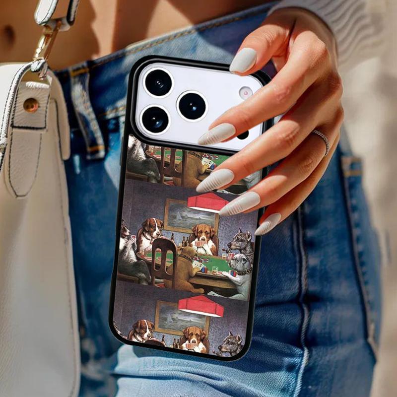 Dogs Playing Poker Phone Case For iPhone 17 Air 14 15 13 12 Max Cover For Apple 14 15 16 16e 11 Pro Max Plus