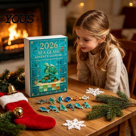 Nápady na dárky na Silvestra 2026 Vánoční adventní kalendář, 2D akrylové přívěsky mořských živočichů, Interaktivní rodinné hry 24denní odpočítávací krabička, Okenní strom