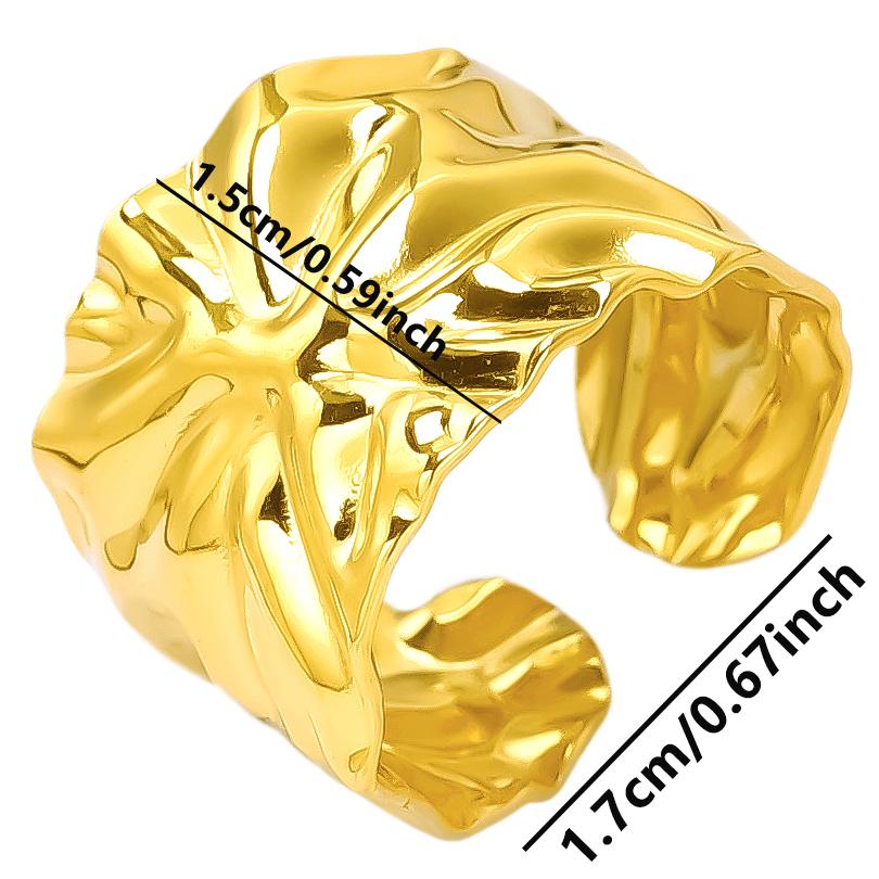Liquidity Chunky Open Stainless Steel Rings For Women Men Accessories Real Gold Plated No Fade Vintage Finger Ring Party Bagues
