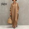 Beach Dress for Women Summer Maxi Women, V-Neck Casual Oversized Boho Long Elegant Dress, Sleeve Button Up Vacation Sundress with Pockets Lightweight