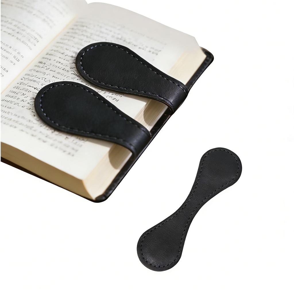 Retro Magnetic Leather Bookmark, Double-ended Positioning Leather Magnetic Bookmark, Bookmark Accessory