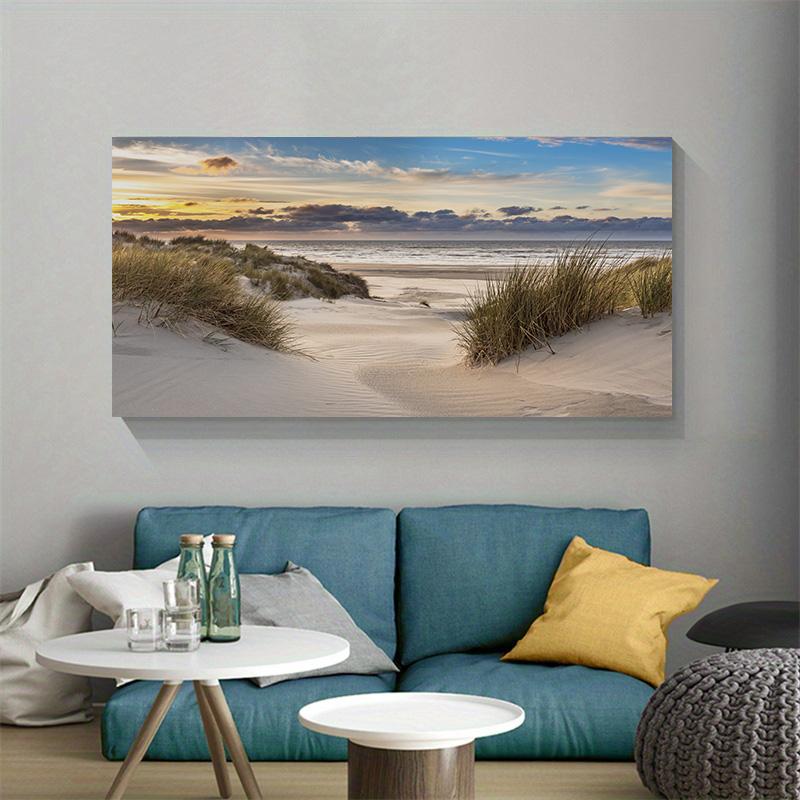 Nordic Seaside Beach Sunset Canvas Wall Art Landscape Painting for Living Room Decor Coastal Sea Prints Home Decor