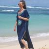 Cover-ups Sommer Dame Beachwear Kaftan Beach Dress Black Cotton Tunika Badedrakt Cover Up