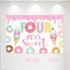 BEOXAGAR Donut 4th Birthday Party Banner, Pink, Standard Banner, Wall Mount, Celebrating Birthday, Indoor, Fruits Theme