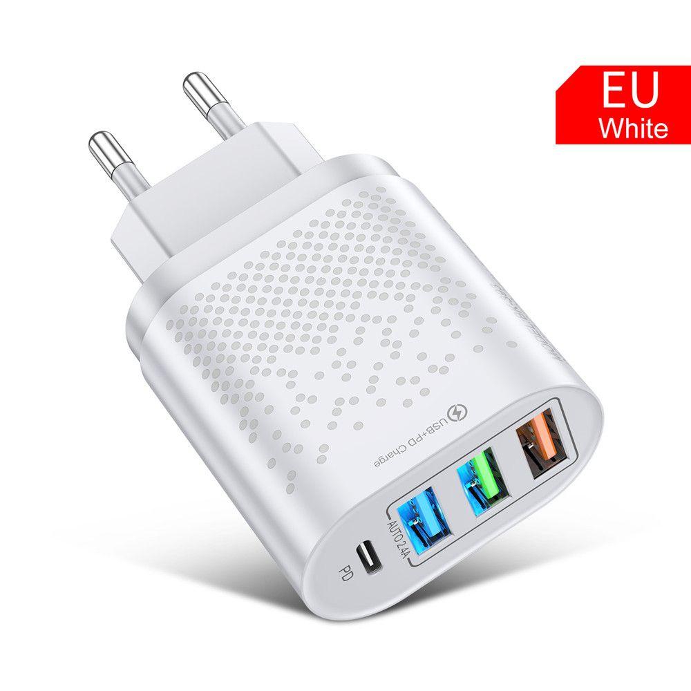 

EU UK US 48W Type C Quick Charger PD Charger Adapter 3 USB Charger white-EU