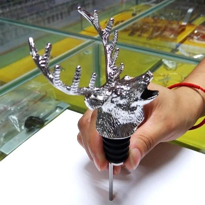 Stainless Steel Deer Stag Head Wine Pourer Unique Wine Bottle Stoppers Wine Aerators Bar Tools