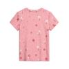 Top Casual Fashion Soltinho com Estampa Floral Fofa, Gola Redonda e Manga Curta para Crianças