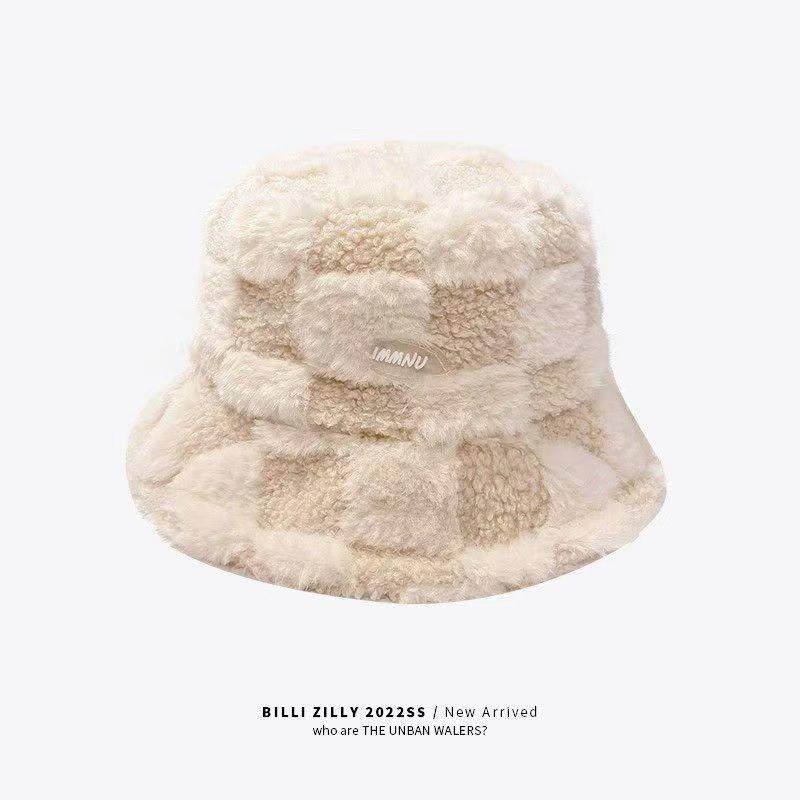 Autumn and winter bear ears plush hat women's thickened warm ear protection wool hat big head circumference versatile bag head knitted hat