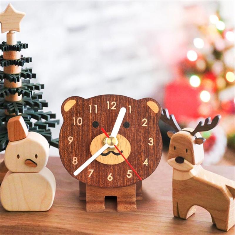 Elegant Solid Wood Clock Small Size and Cartoon Designing For Quiet Home Decoration Quiet Mechanism