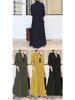 2026 European Cotton Linen Long Sleeve Lapel Shirt Dress with Patch Pocket – Casual, Loose Fit