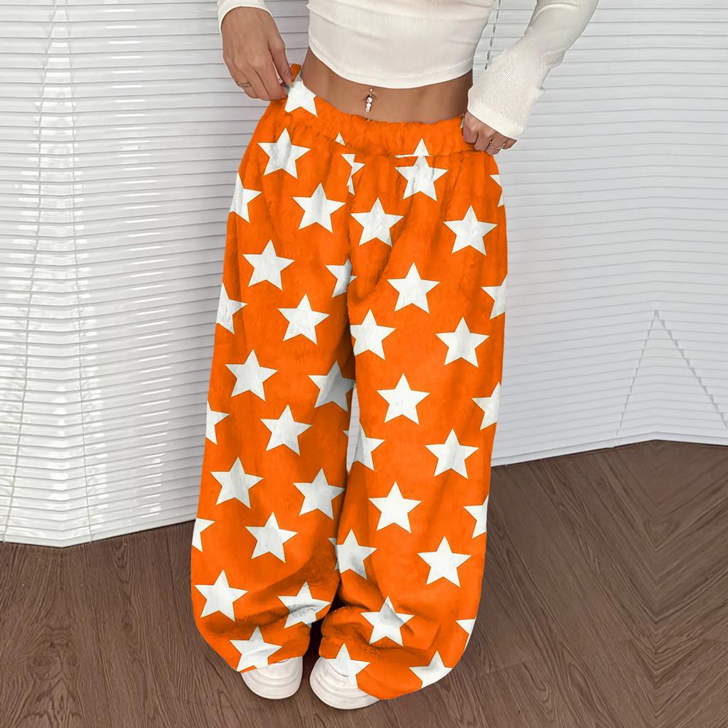 Women's Casual And Fashionable Printed Elastic Waist Loose Wide Leg Pants