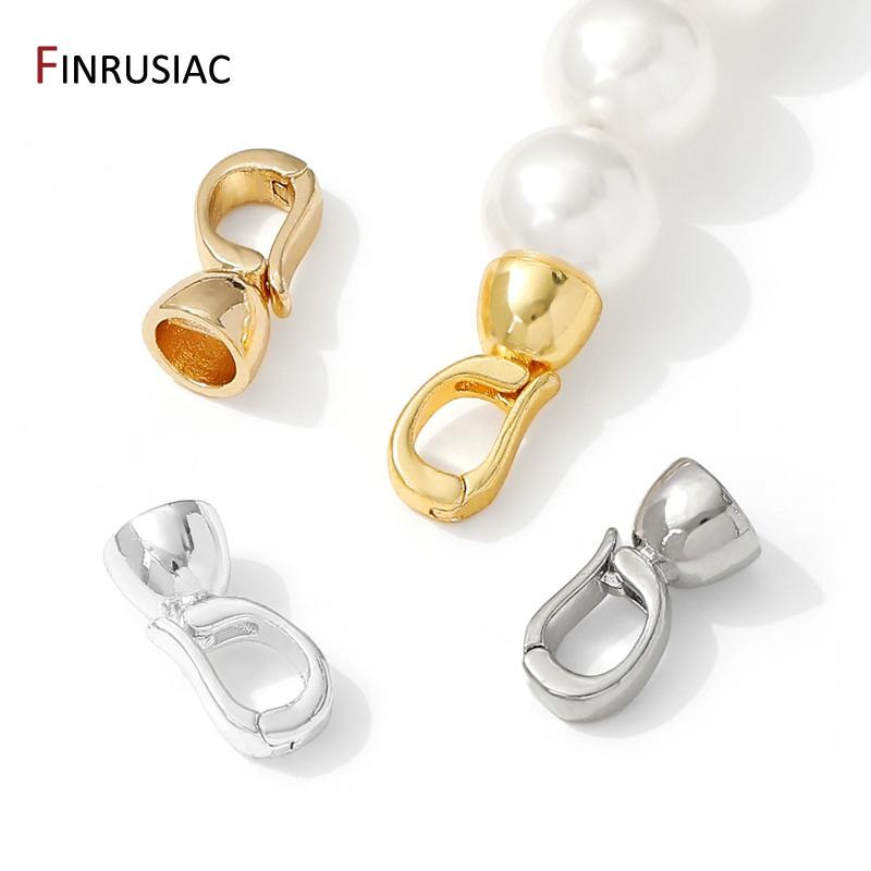 14K Goldplattiertes Messing Glatte Perlenverschlüsse Verbinder, Schloss Für Schmuck, Befestigungsverschlüsse Für DIY Armband Halskette Herstellung Zubehör