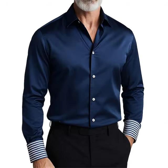 Business Men's Long Sleeve Shirt Simple Casual Solid Color 1D Printed Long Sleeve Casual Shirt Men's