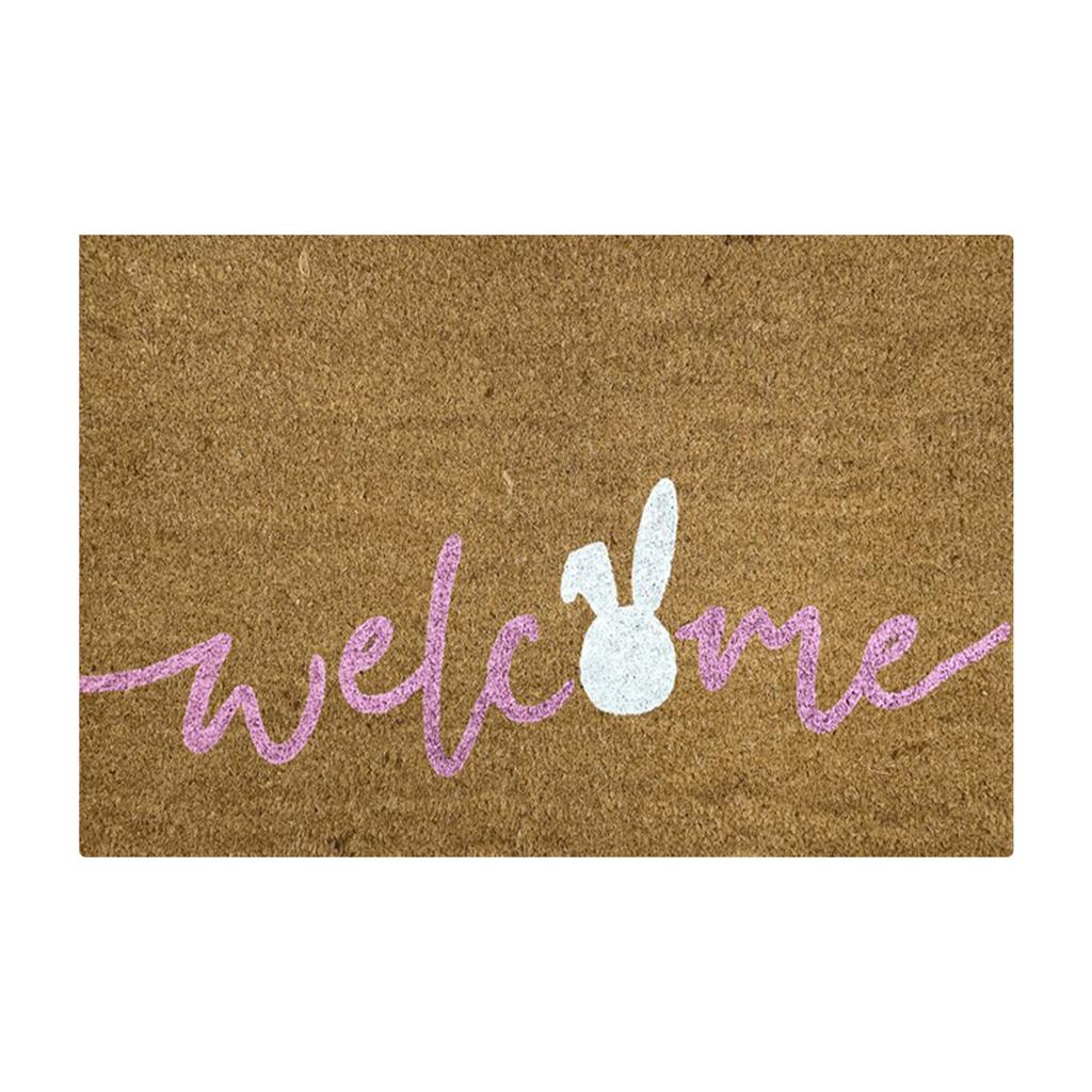 Happy Easter Welcome Doormat, Non- Fiber Carpet, Fun Easter Bunny Doormat