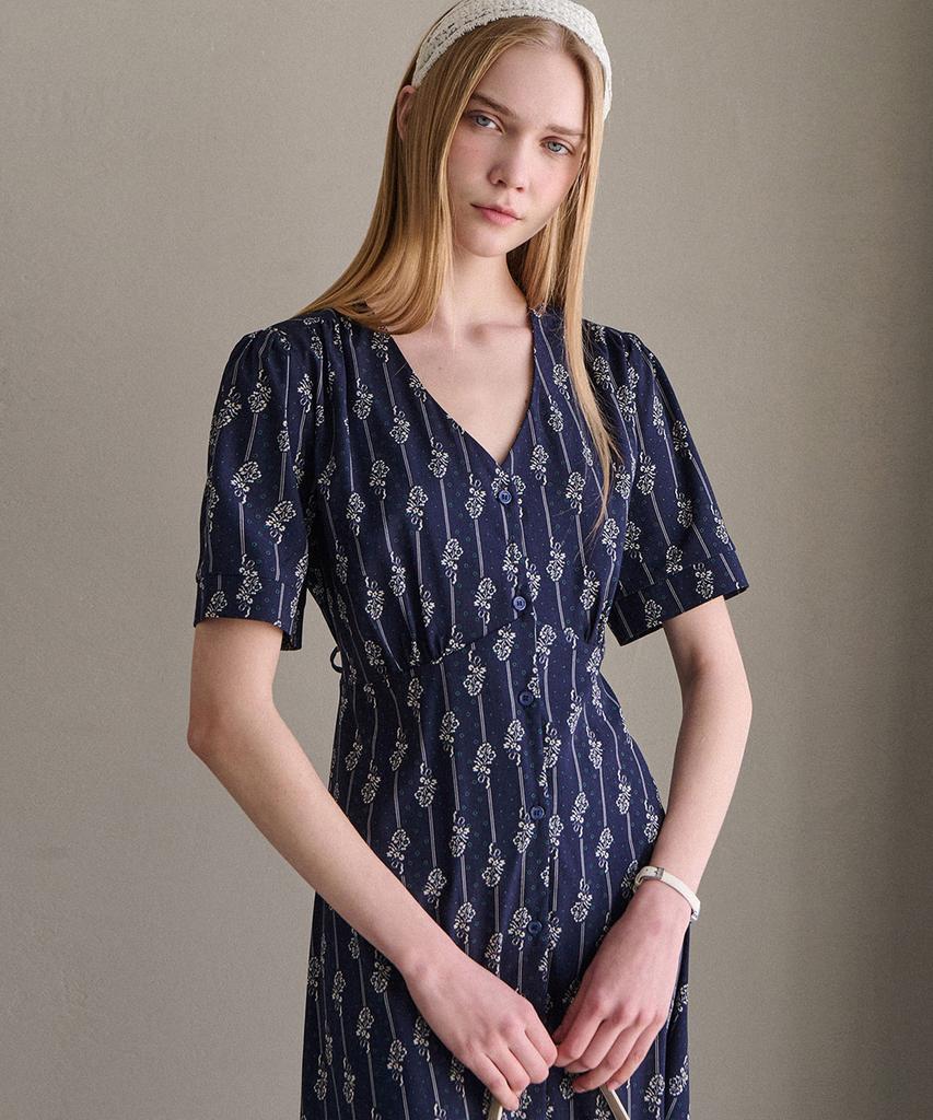 LUSIDA Drawing Pattern Dress - Navy