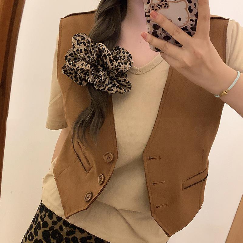 Extra large! Leopard print large intestine hair band~early spring new sweet and cool hot girl Y2k millennium style ball hair accessories headdress