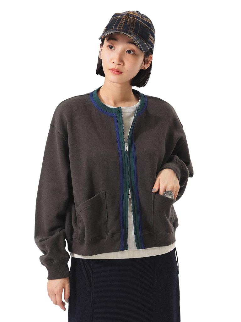 Beams Boy Women's Three-Tone Sweatshirt Cardigan In CHARCOAL.G, One Size