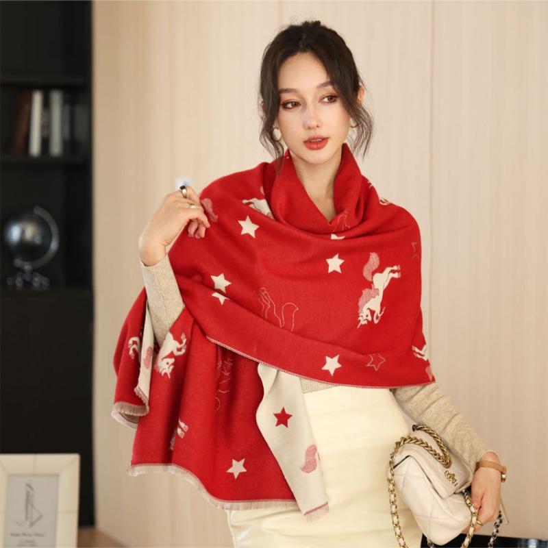 

Scarf lady spring and autumn new high-end carriage imitation cashmere big scarf shawl with dual-purpose warmth 190cm
