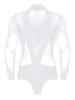 Mens Salsa Dance Leotard Deep V Neckline Sheer Mesh Inserts Sequined Tassel Details Rhinestone Bodysuit