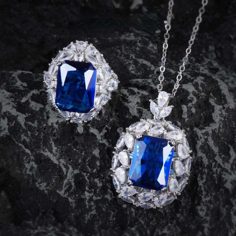 Sace Gems Klasický zirkonový prsten ze slitiny mědi Náhrdelník Soupravy šperků Dárky na svatbu