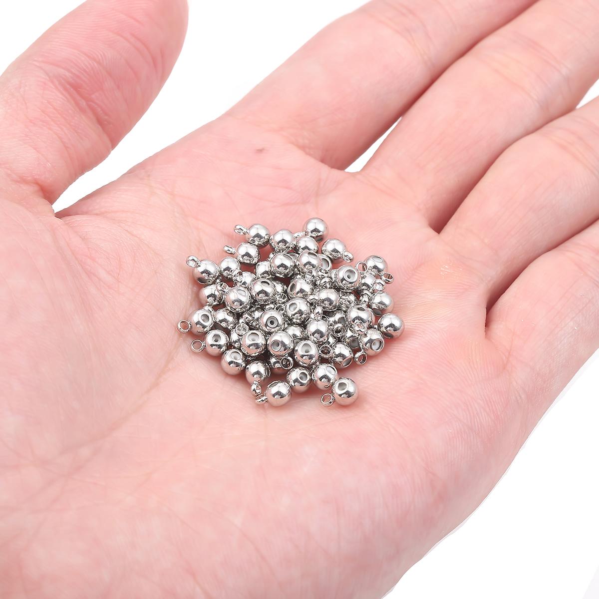 

10 шт., бусины-слайдеры из нержавеющей стали, круглые бусины с резиновой прокладкой для изготовления ювелирных изделий, аксессуары 4mm серебряный