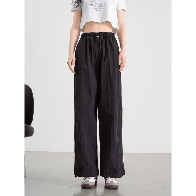 Aiyilian Women s High-Waisted Straight-Leg Nylon Trousers