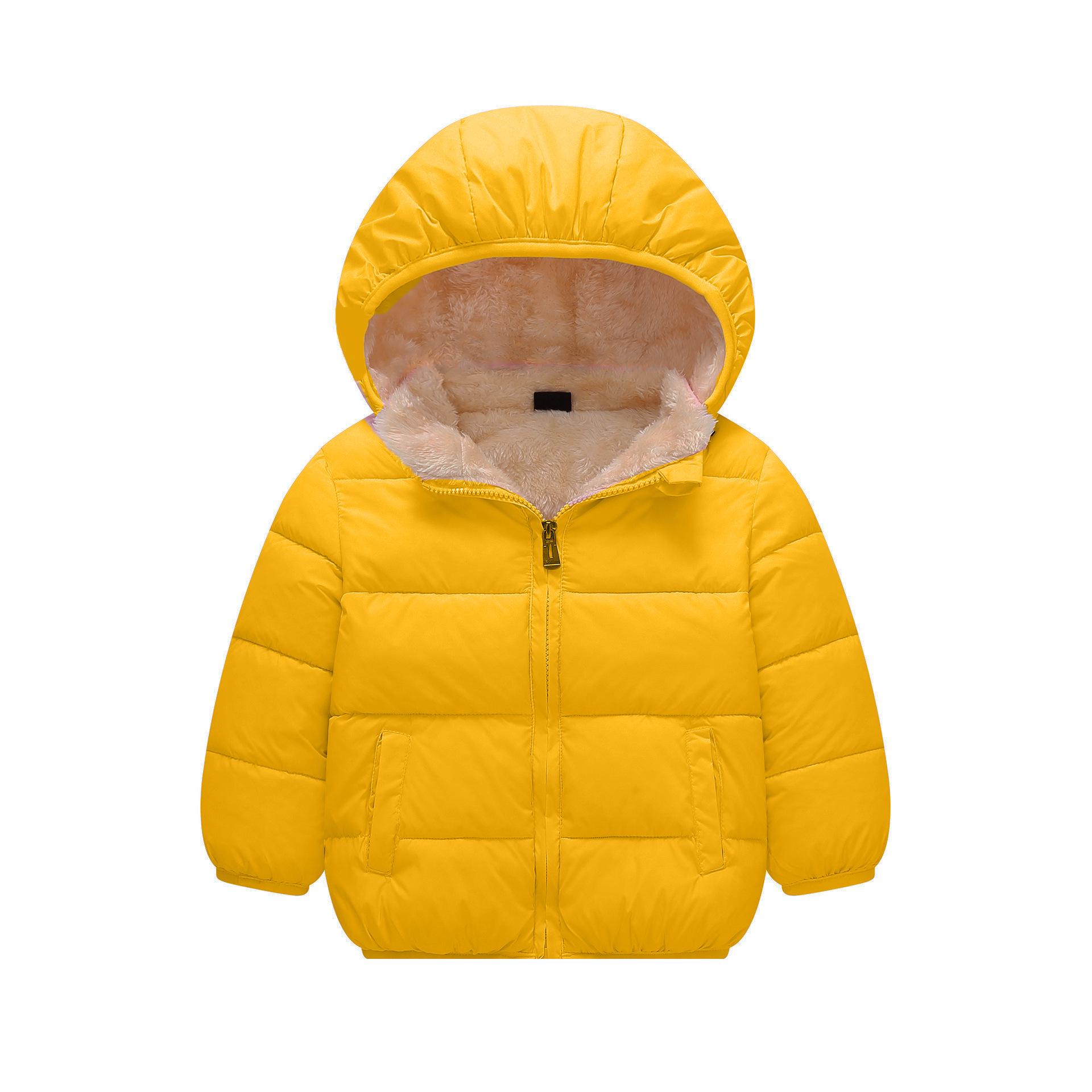 

Unisex Kids Thickened Velvet Hooded Cotton Jacket for Winter 110cm