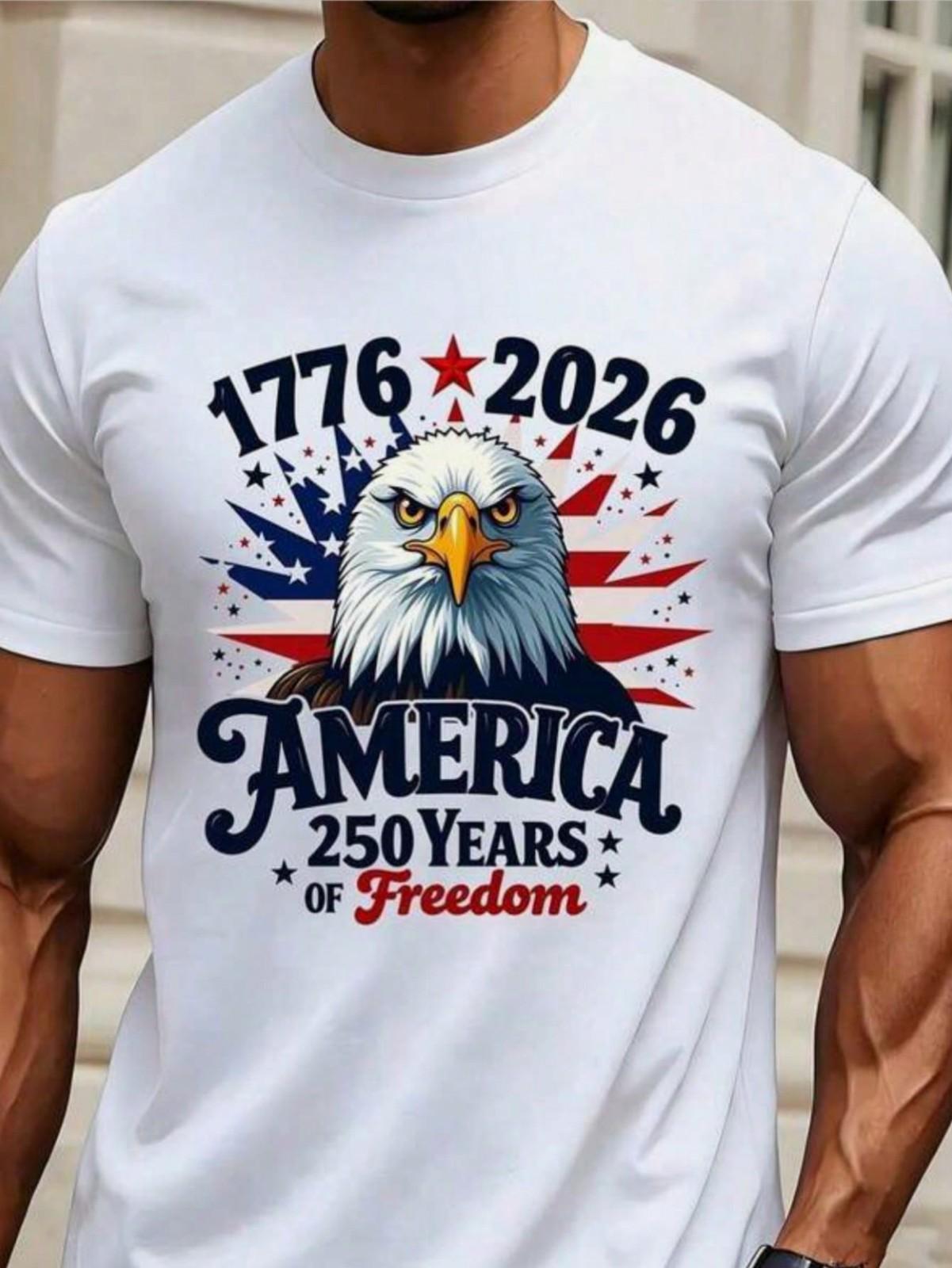 America 1776 2026 250 Years Of Freedom Patriotic Eagle TShirt M