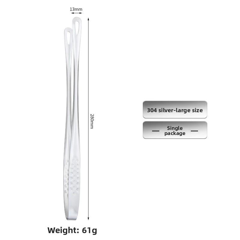 

Щипцы для барбекю из нержавеющей стали 304 Сверхпрочный зажим для еды для гриля стейков и использования на кухне 28cm серебряный