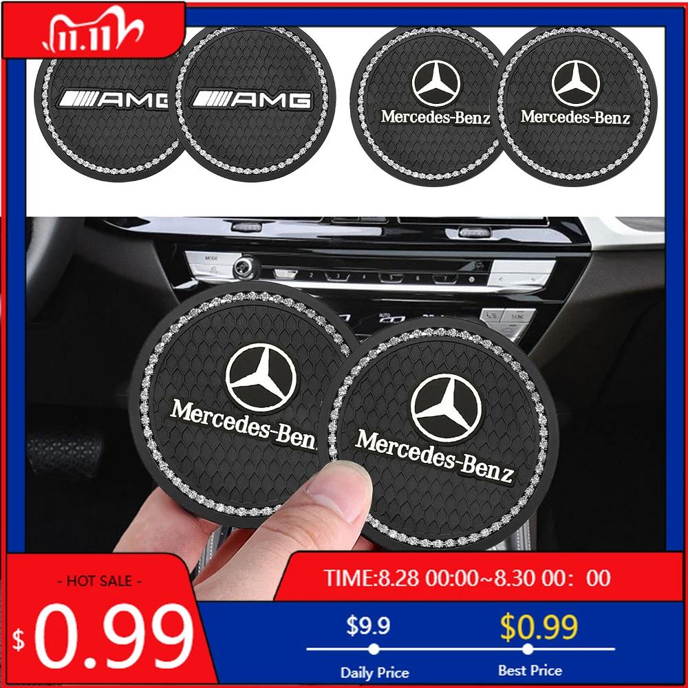 

GLC GLB 1/2Pcs Diamond Non-slip Mat Water Cup Slot Rubber Pad For Mercedes Benz AMG A B C D M S R G Class GLA GLB W124 W176 C26