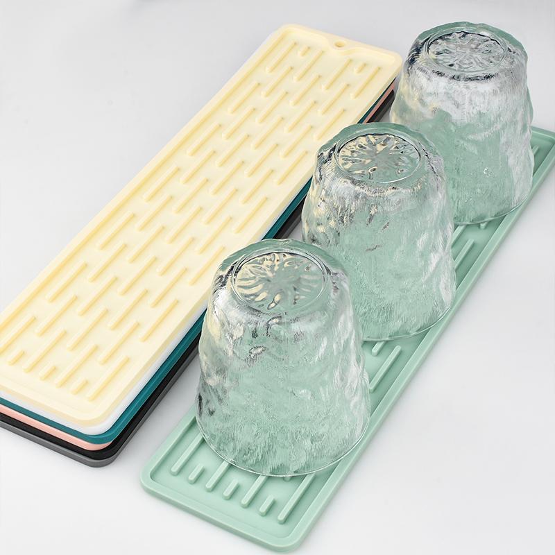 Silicone Dish Cup Drying Mat Anti-slip Sink Countertop Drain Pad Organizer Kitchenware Storage Protective Mat Kitchen Supplies