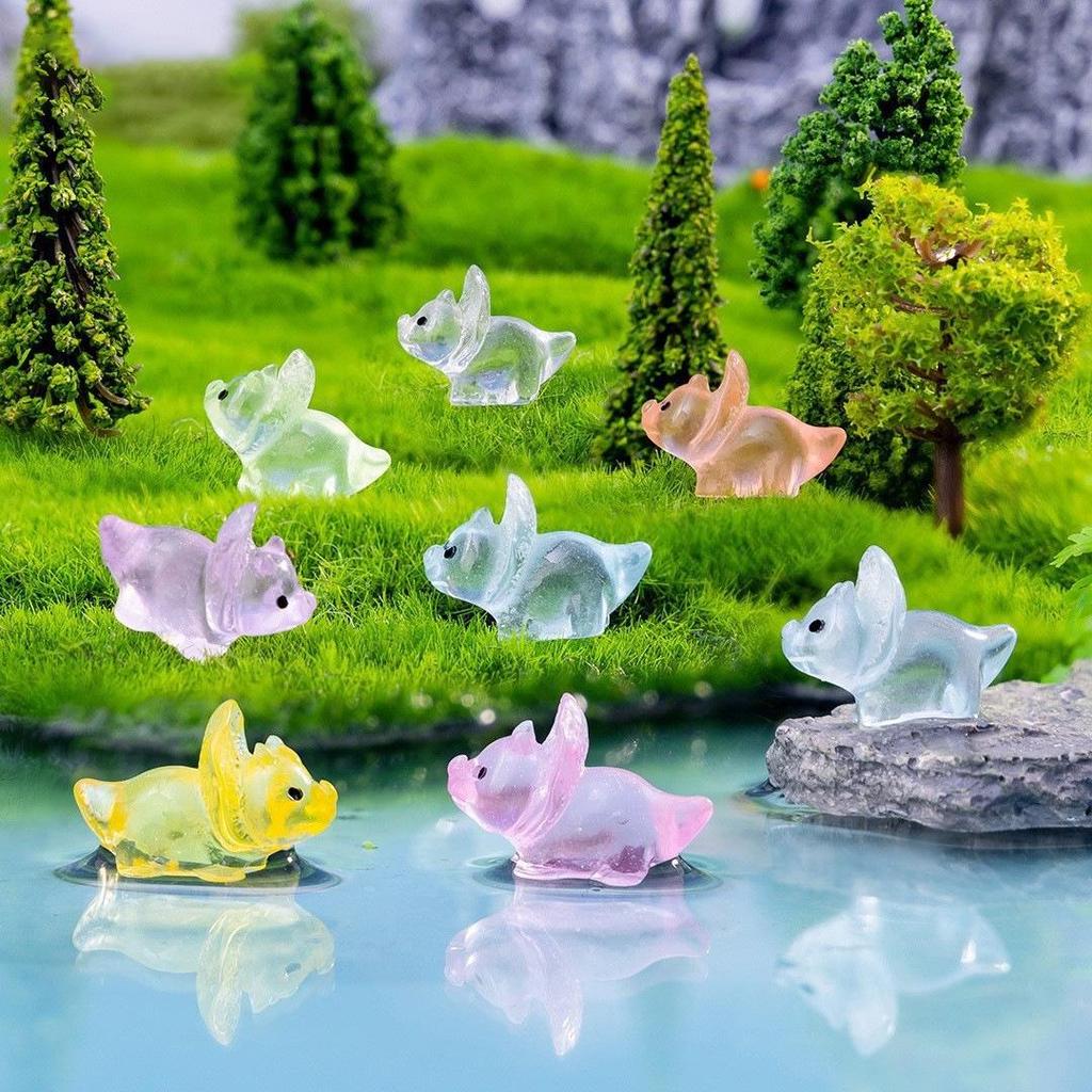 Miniature Luminous Resin Animal Ornaments: Cartoon Desktop & Car Decorations