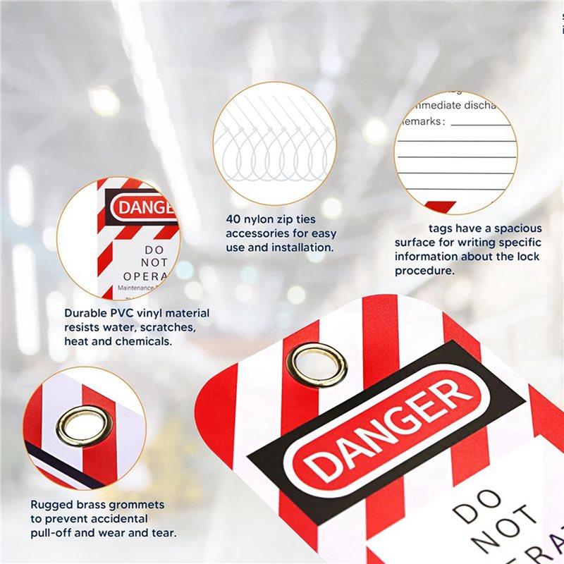Premium-Lockout Tagout Tags, 3 X 5.75-Inch, 240 Danger Do Not Operate Tags With 240 Zip Ties, Tear & Water Resistant Loto Tags