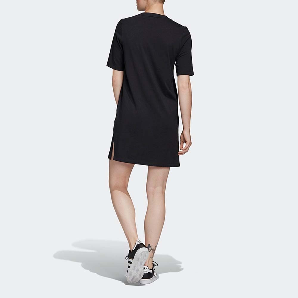 adidas Originální Logo Jednobarevné Sportovní Ležérní Prodyšné Volné Kulatý Výstřih Krátký Rukáv Šaty Dámské šaty Černé FU1727