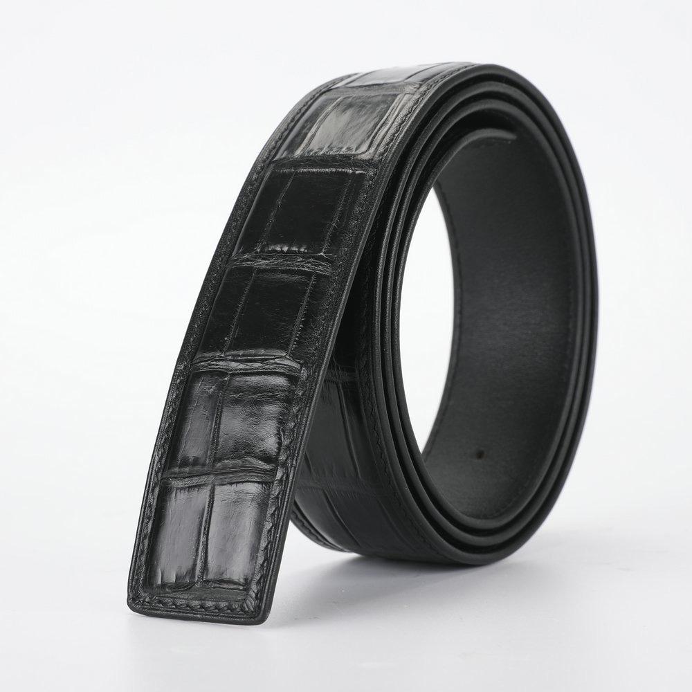 

Безголовый ремень Мужской ремень из крокодиловой кожи с пряжкой-пластиной и игольной пряжкой Мужской деловой повседневный кожаный ремень 105cm