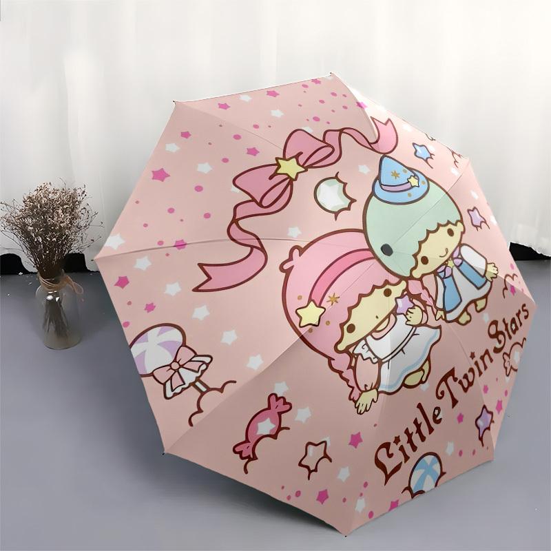 1pc Little Twin Stars Umbrella with Plastic Handle,Compact & Stylish,Suitable for All Seasons Home Travel Outdoor N039