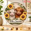 2D Flat, 2D Flat Acrylic Sun Catcher Puzzle, 83pcs, Highland Yak and Sunflower Themed Sun Catcher Puzzle, Home and Garden Decoration, Suitable As a Gi